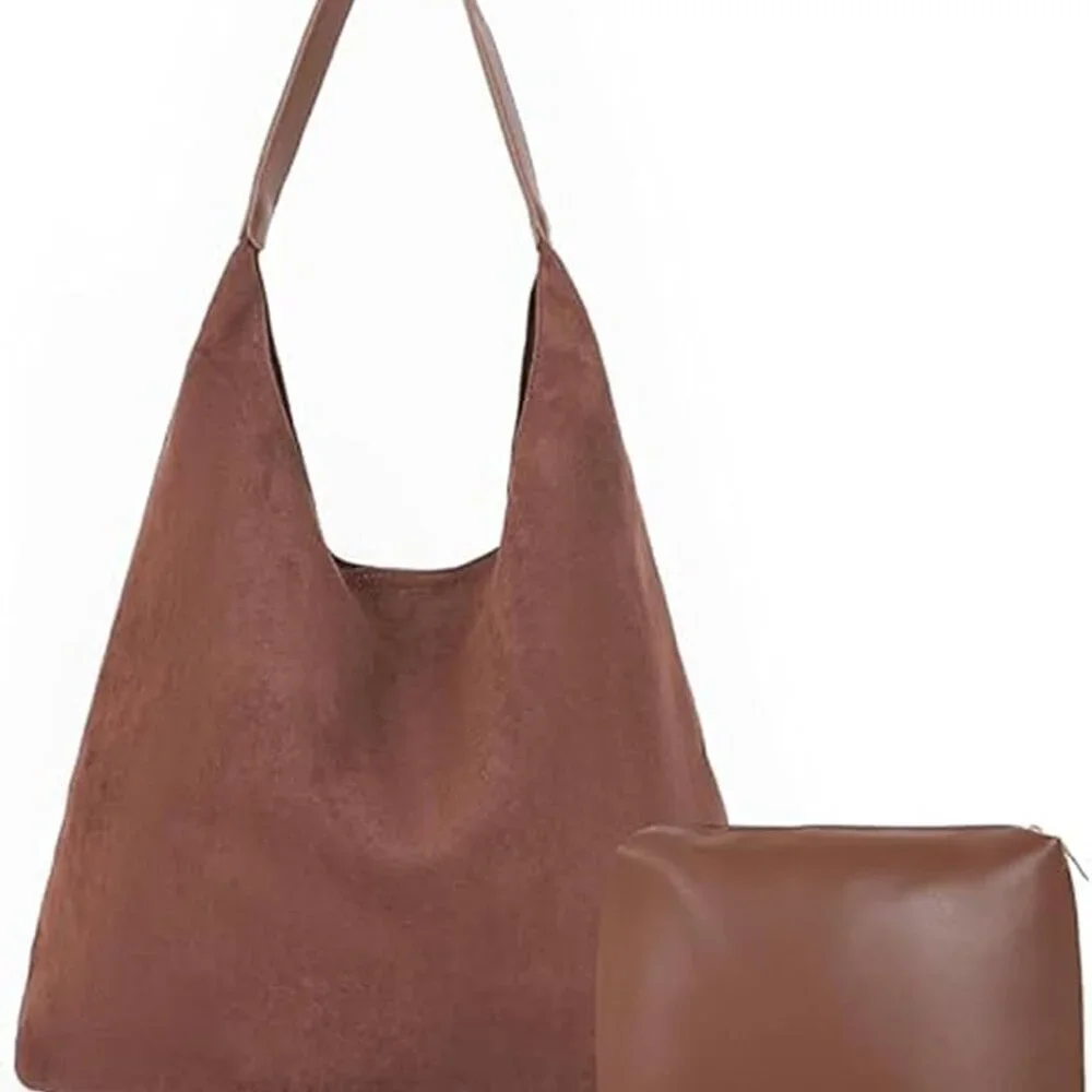 Suede Bag Women Brown Tote Hobo Purse Casual Travel Work Shoulder Bag